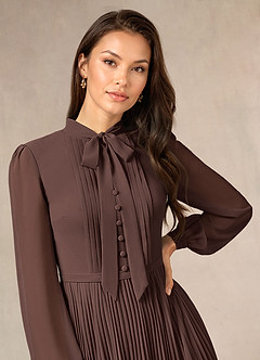 Azazie Adellah vestidos de madre de la novia Vestido de Ganache de Gasa de Corte en A con Plisado image5