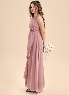 Azazie Lilenne Junior Robe Trapèze en Mousseline de soie Arc Rose Poussiéreuse image4