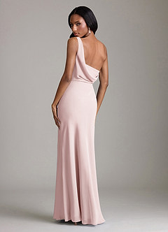 Azazie Madelyn Bridesmaid Dresses Blushing Pink Mermaid One Shoulder Chiffon Convertible Dress image10