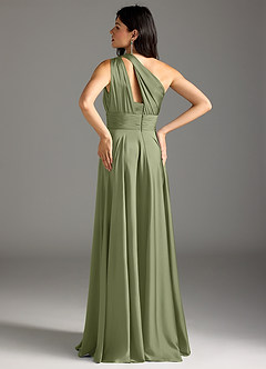 Azazie Charlize Bridesmaid Dresses Garden Sage A-Line One Shoulder Stretch Satin Dress image6