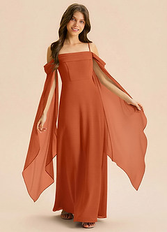 Azazie Moana Junior Linia A Pofałdowany Szyfon Długość podłogi Młodsza druhna Sukienka image1