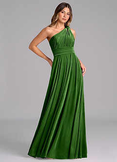 Azazie Charlize Bridesmaid Dresses Ivy A-Line One Shoulder Velvet Dress image4