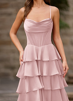 Rhythm Rosa Cipria Abito da ballo a trapezio con volant image8