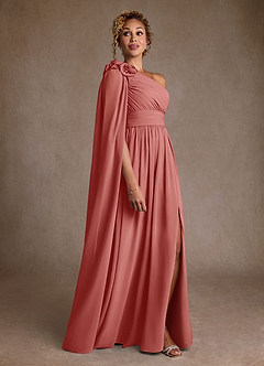 Azazie Lancaster Mère de la mariée Robes Robe Trapèze en Mousseline de soie Une épaule Antique Rose image3