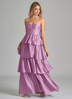 Azazie Faye Bridesmaid Dresses Wisteria A-Line Ruched Stretch Satin Dress image6