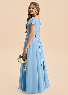 Azazie Cady Junior Steel Blue A-Line Pleated Chiffon Dress image6