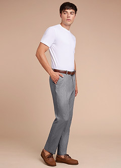 front Gavin Grey Striped Seersucker Dress Pants