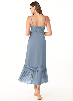 Azazie Justina Bridesmaid Dresses Dusty Blue A-Line Sweetheart Neckline Chiffon Dress image2