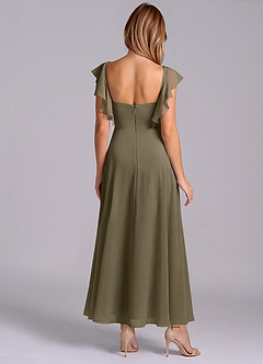 Azazie Leilani Robes de demoiselle d'honneur Robe Trapèze en Mousseline de soie Rayé Vert Saule image2