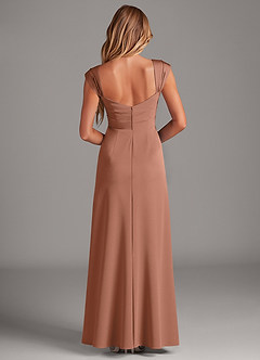 Azazie Laila Bridesmaid Dresses Bronzer A-Line Pleated Stretch Satin Dress image2