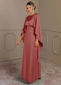 Azazie Eli Mère de la mariée Robes Robe Fourreau en Satin extensible Col de bateau Antique Rose image3
