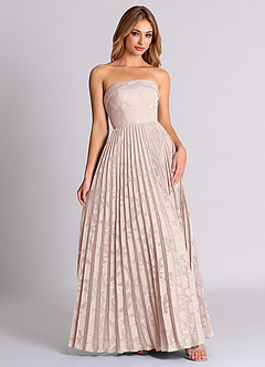 Azazie Mariana 신부 들러리 드레스 A라인 스트랩리스 플로럴 번아웃 바닥 길이 드레스 image5