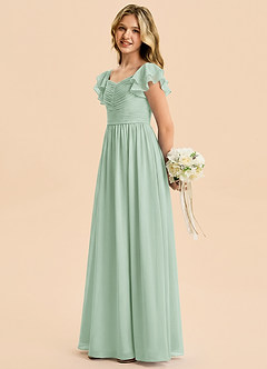 Azazie Anaya Junior Agave A-Line Sweetheart Neckline Chiffon Dress image3