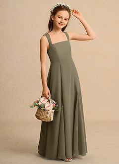 Azazie Tater Girls Formal Blumenmädchenkleider A-Linie Plissee Chiffon Kleid Weidengrün image3