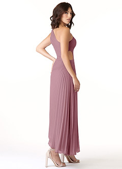 Azazie Kirra Bridesmaid Dresses Vintage Mauve A-Line One Shoulder Chiffon Dress image4
