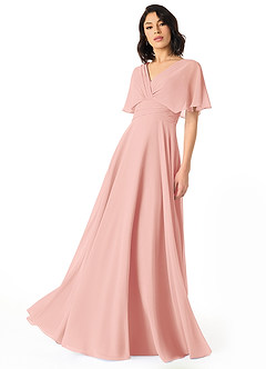 Azazie Pamela Bridesmaid Dresses Rosette A-Line V-Neck Pleated Chiffon Dress image1