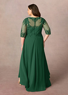 Azazie Monza Mother of the Bride Dresses Dark Green A-Line Lace Chiffon Dress image9