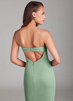 Azazie Leonis Vestidos de damas de honor Vestido de Matcha de Malla de Corte Recto Convertible con Sin tirantes image3