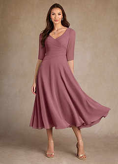 Azazie Durant Mother of the Bride Dresses Desert Rose A-Line Pleated Chiffon Dress image2