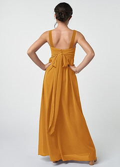 Azazie Kora Junior Butterscotch A-Line Pleated Chiffon Dress image2