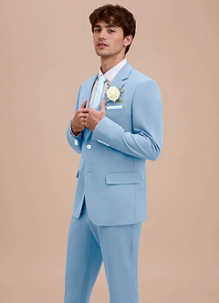 front Ethan Sky Blue Refined Weave Performance Suit Jacket