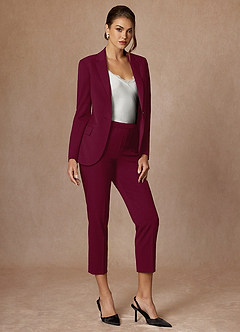 front Kennedy Burgundy Structured Stretch Dress Pants