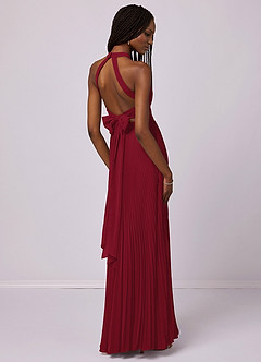 Barbie ♥ Azazie Bridesmaid Dresses Burgundy A-Line Pleated Chiffon Dress image6