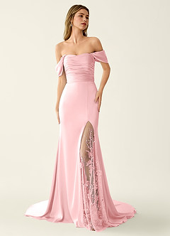 Donatella Light Pink 3D Flowers Sparkly Lace Up Back Prom Dress image4
