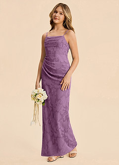 Azazie Mai Junior Wisteria Sheath Ruched Floral Burnout Dress image5