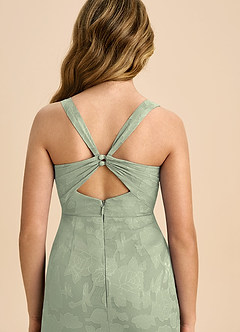 Azazie Mero Junior Vestido Agave de Esgotamento Floral de Bainha com Plissado image2