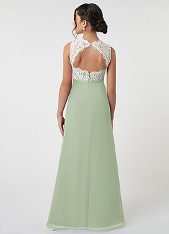 Azazie Rana Junior Robe Trapèze en Mousseline de soie Dentelle Vert Sauge image2