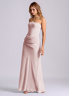 Azazie Debby Bridesmaid Dresses Blushing Pink Mermaid Strapless Chiffon Dress image3