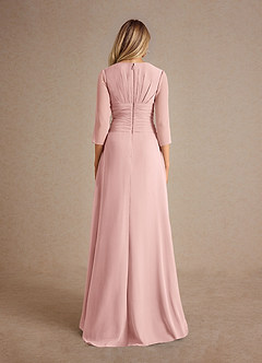 Azazie Mayfield Mère de la mariée Robes Robe Trapèze en Mousseline de soie Plissée Rose Poudré image3