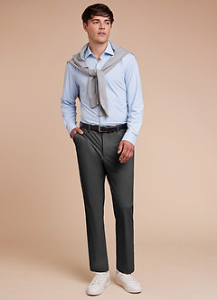 front Vincent Gris Pantalon habillé structuré et extensible