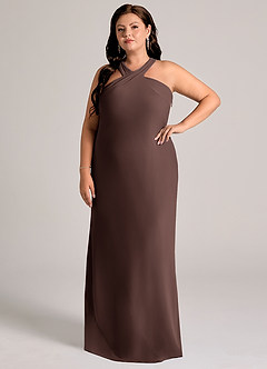 Azazie Doretta Bridesmaid Dresses Ganache Mermaid Pleated Chiffon Dress image3