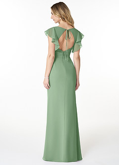 Azazie Val Final Sale Matcha Mermaid V-Neck Keyhole Chiffon Dress image2