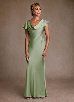 Azazie Shelby Final Sale Dusty Sage Mermaid Pleated Stretch Satin Dress image1