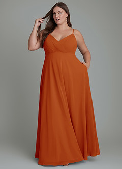 Azazie Amani Bridesmaid Dresses Paprika A-Line Pleated Chiffon Dress image9