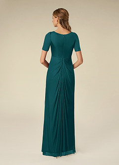 Azazie Bessie Abiti per la Madre della Sposa Abito A-Line in Maglia Plissettato Verde Pavone image2