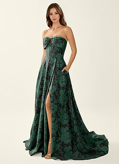 Leilani Emerald Black Corset Lace Up Back Beading Prom Dress image4