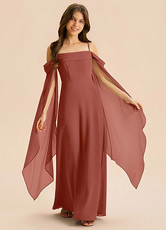 Azazie Moana Junior Linia A Pofałdowany Szyfon Długość podłogi Młodsza druhna Sukienka image1