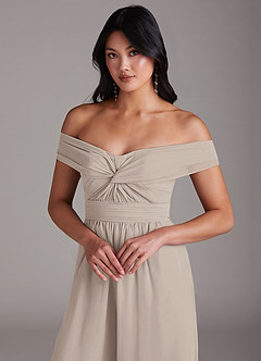 Azazie Lamara Bridesmaid Dresses Frost Off the Shoulder Chiffon Convertible Jumpsuit image7