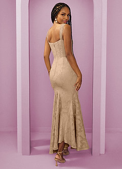 Barbie ♥ Azazie Jurken voor bruidsmeisjes Jurk van Bloemen Burn-out met Kolom Zijsplit Champagne image8