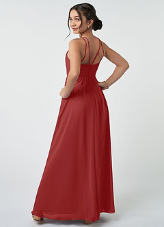 Azazie Leighton Junior Rust A-Line Pleated Chiffon Dress image5