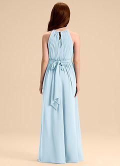 Azazie Malone Junior A라인 주름진 쉬폰 플로어 길이 주니어 신부 들러리 드레스 image2