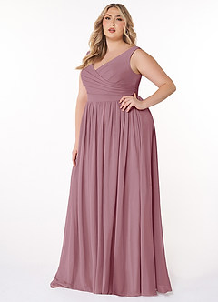 Azazie Keyla Bridesmaid Dresses Vintage Mauve A-Line V-Neck Pleated Chiffon Dress image8