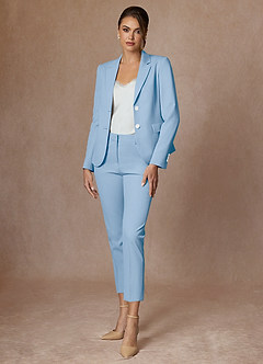 front Whitney Hemelsblauw Gestructureerd Stretch Cropped Broekpak