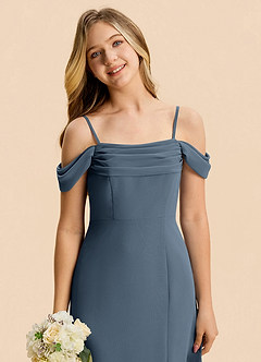 Azazie Lilly Junior Neptune A-Line Pleated Chiffon Dress image6