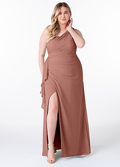 Azazie Maive Bridesmaid Dresses Cedar Rose Sheath Pleated Ruffle Chiffon Dress image7