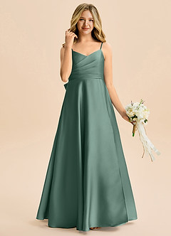 Azazie Rumi Junior Klä av A-Line i Stretch Satin Plisserad image4